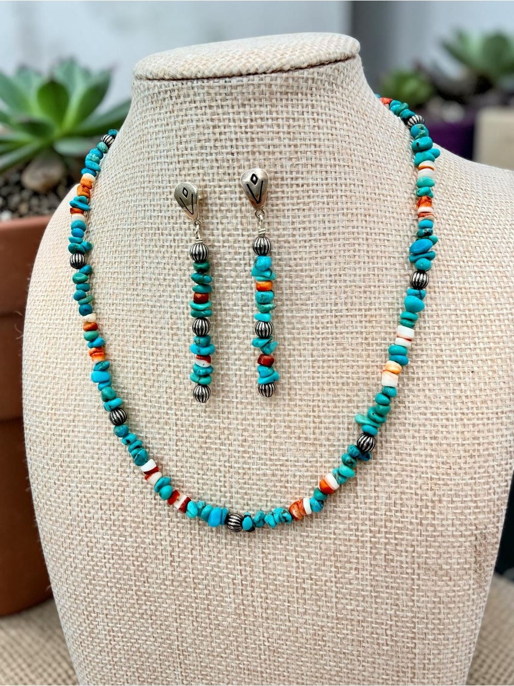 Carolyn Pollack Relios Turquoise Spiny Oyster Sterling Silver Necklace & Earring - Picture 3 of 17